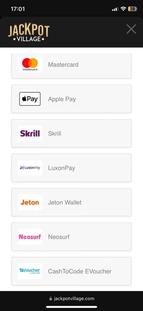 Jackpot Village payment