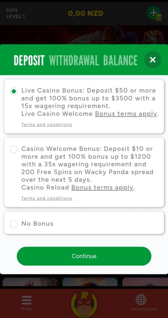 Rizk Casino Screen