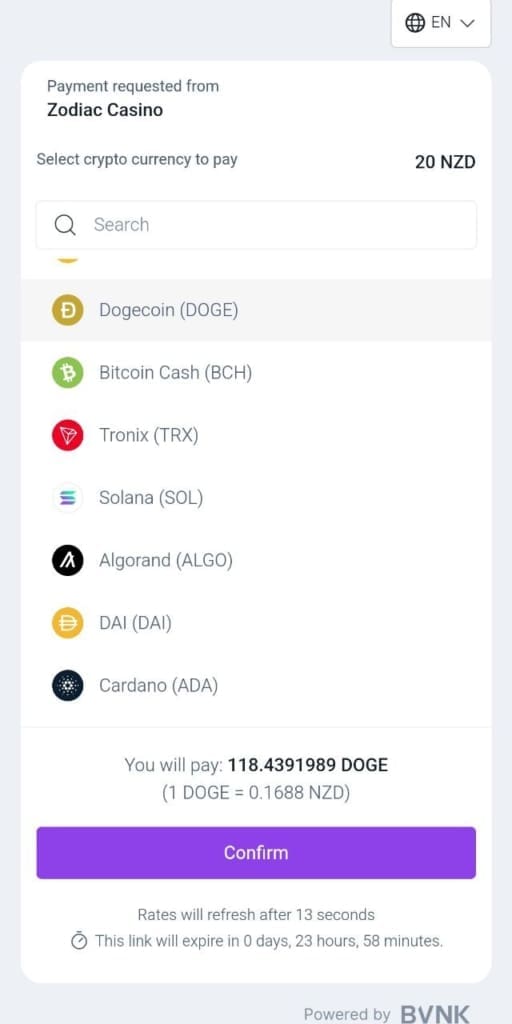 zodiac deposit