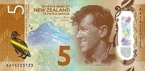 New Zealand five dollar banknote