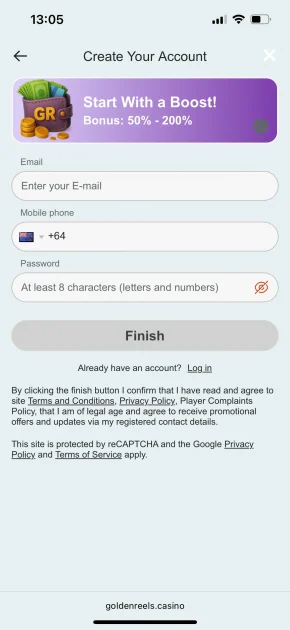 Golden Reels Casino registration