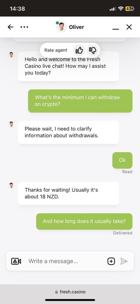 Fresh Casino support