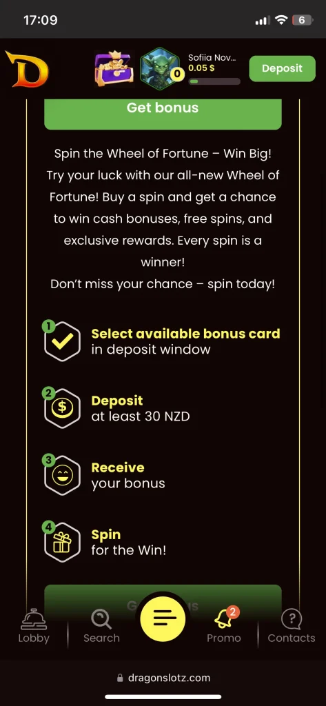 DragonSlots casino bonus