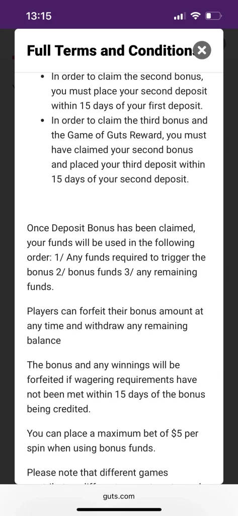 guts casino terms