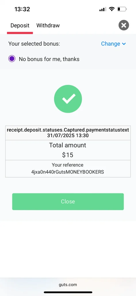guts casino deposit