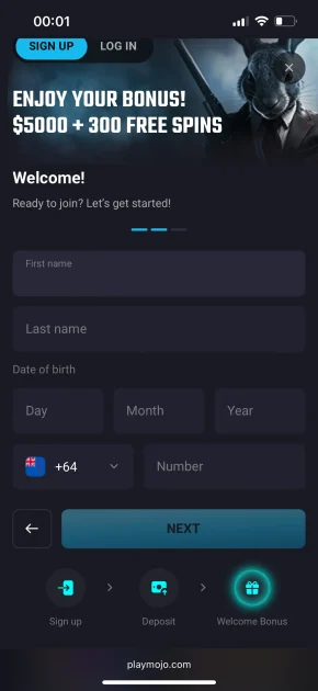 Play Mojo Casino sing up