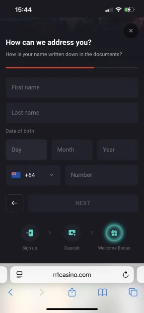 N1 Casino sing up