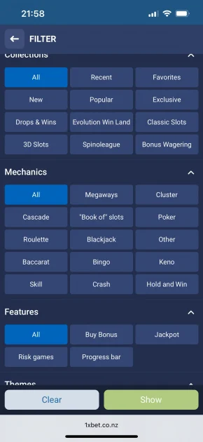 1xBet Casino Games