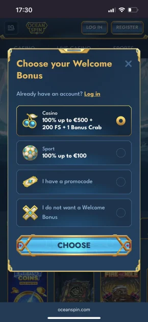 Oceanspin Casino Bonus