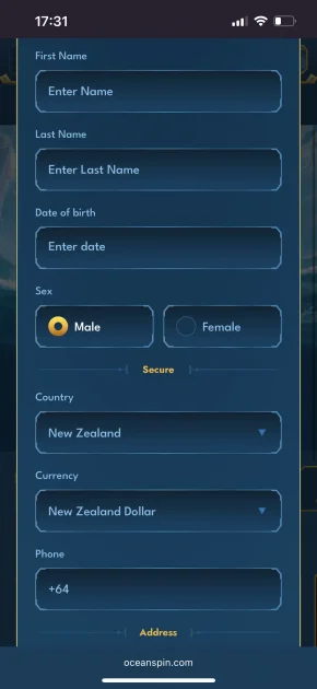 Oceanspin Casino registration