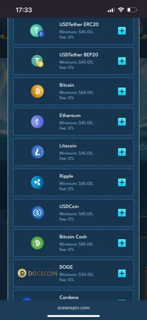 Oceanspin Casino deposit